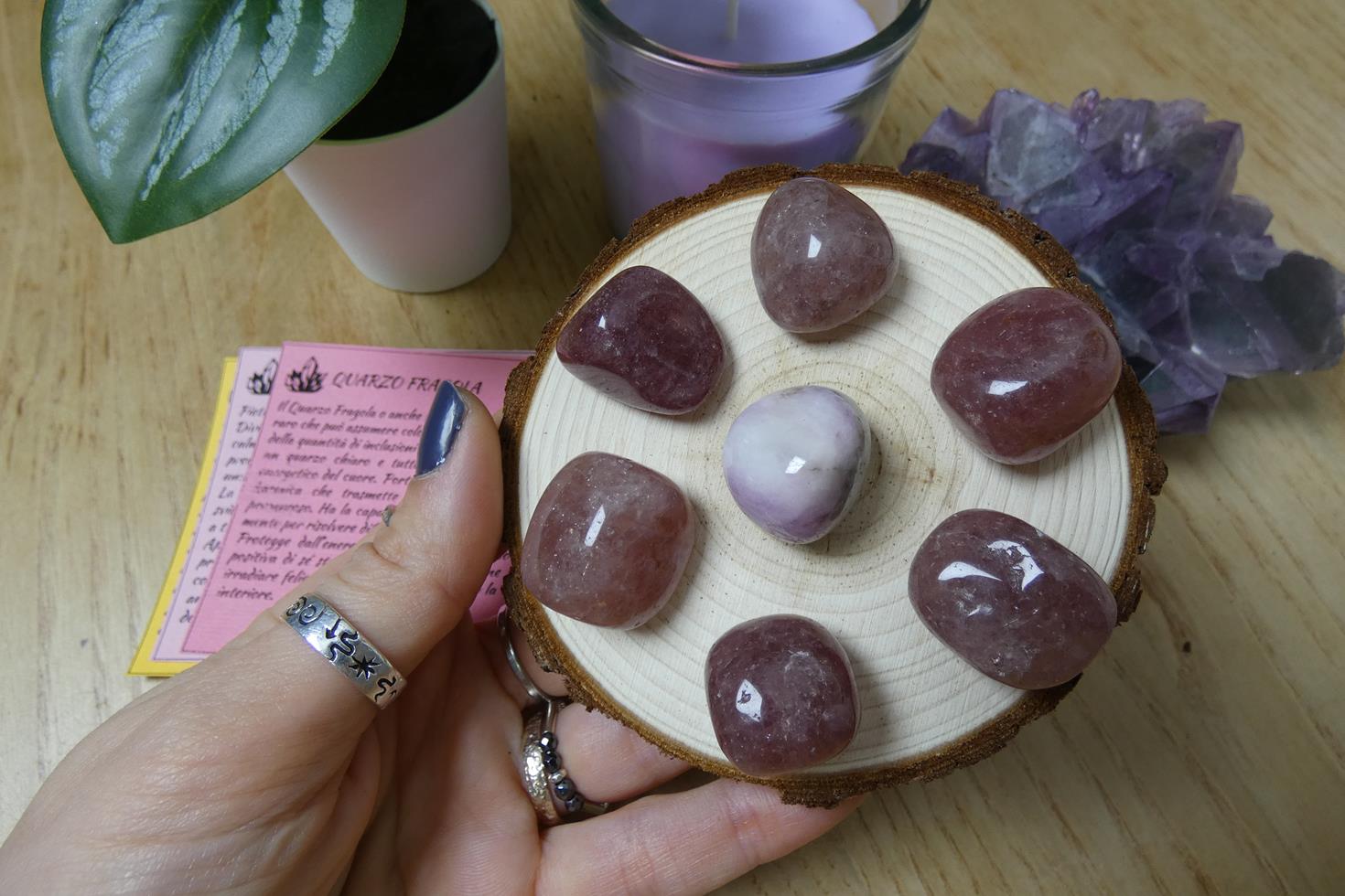 MANDALA IN QUARZO FRAGOLA KUNZITE 1