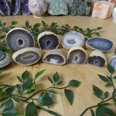 GEODE IN AGATA GRIGIA CON DRUSA