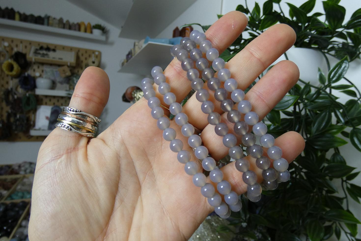 BRACCIALE IN AGATA GRIGIA 0