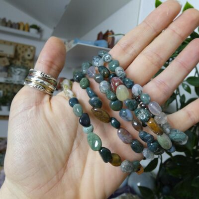 BRACCIALE IN AGATA MUSCHIATA PIETRE NATURALI 0