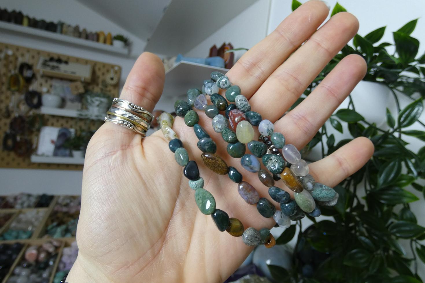 BRACCIALE IN AGATA MUSCHIATA PIETRE NATURALI 0