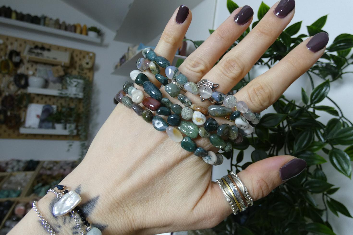 BRACCIALE IN AGATA MUSCHIATA PIETRE NATURALI