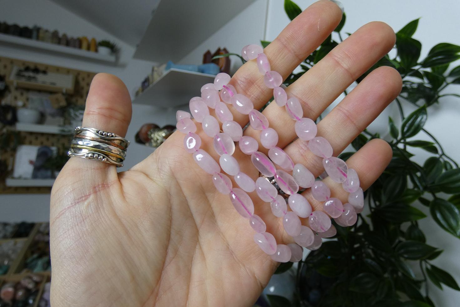 BRACCIALE IN QUARZO ROSA PIETRE NATURALI 0