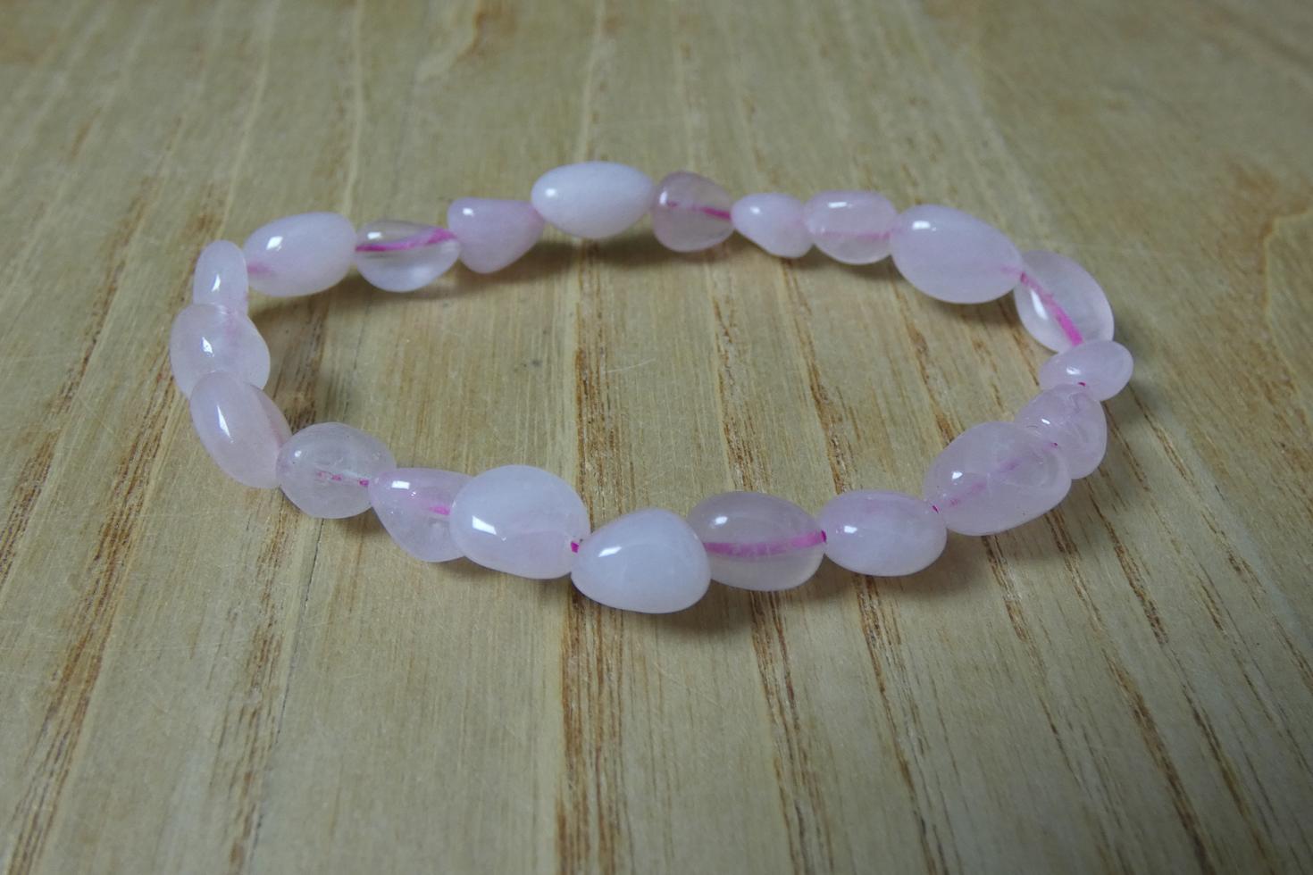 BRACCIALE IN QUARZO ROSA PIETRE NATURALI 1