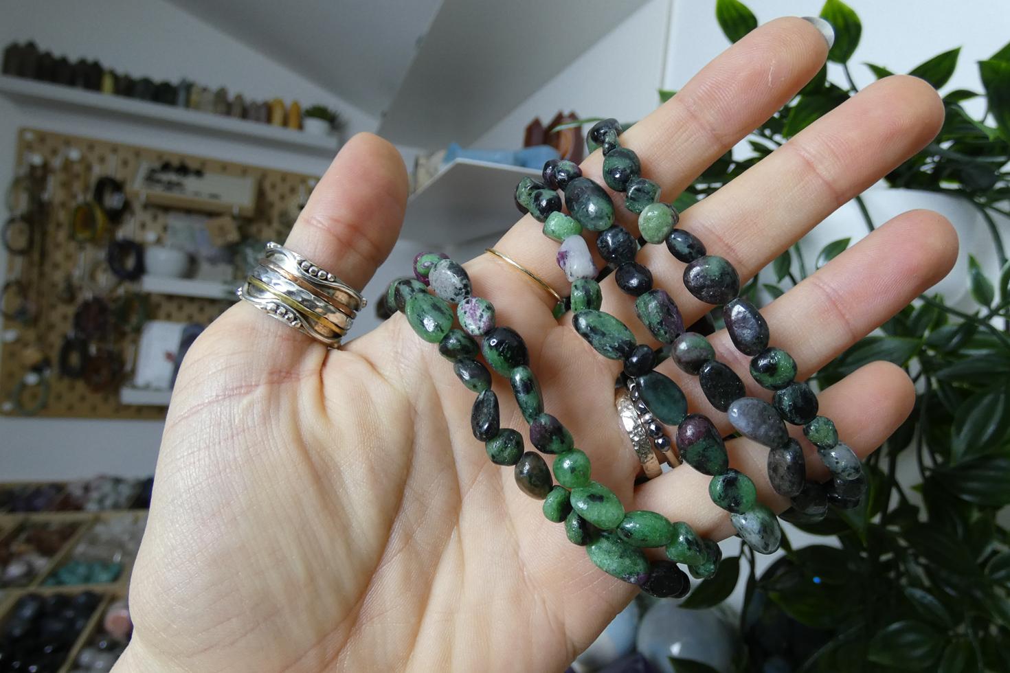 BRACCIALE IN RUBY ZOISITE PIETRE NATURALI 0