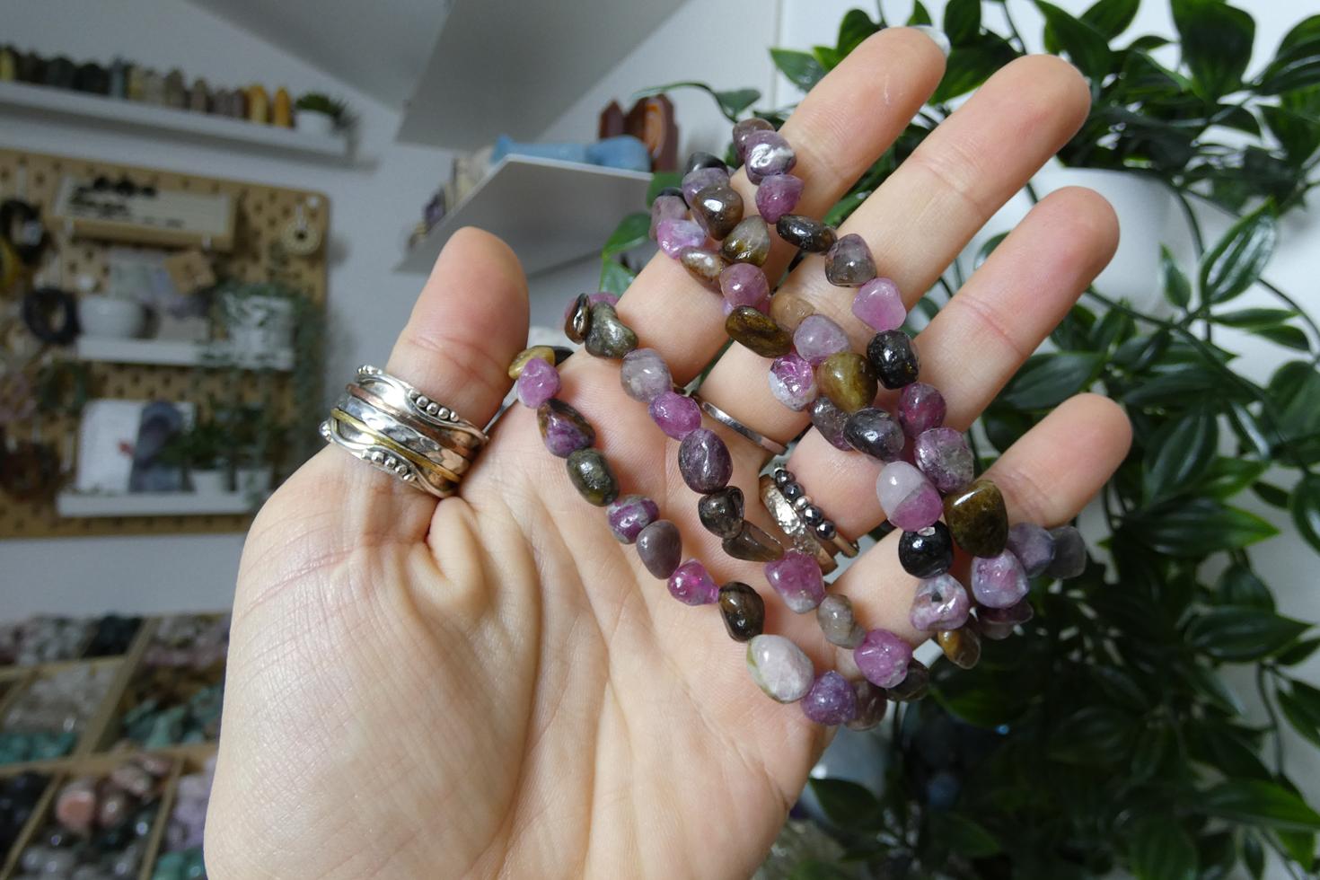 BRACCIALE IN TORMALINA ROSA PIETRE NATURALI 0