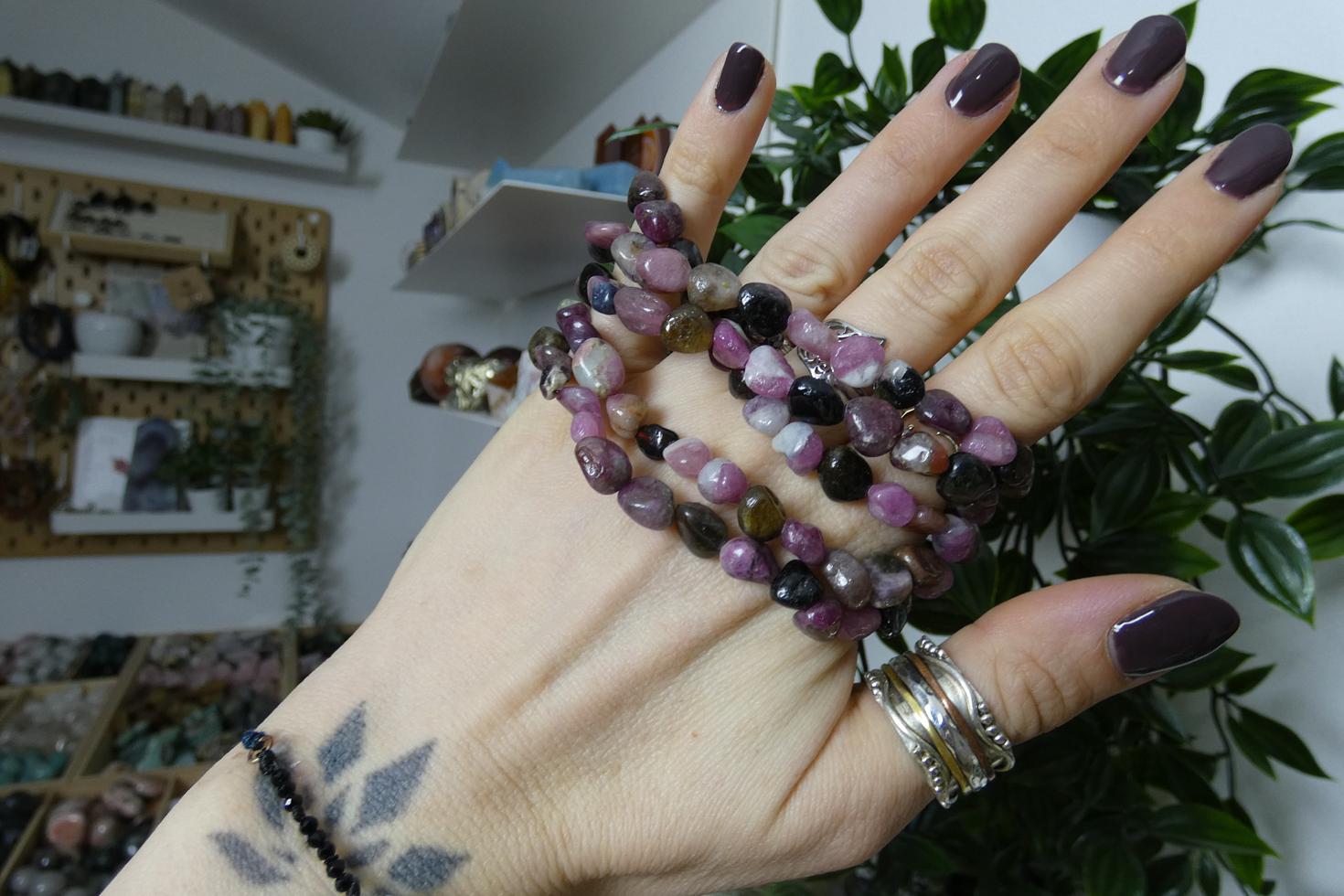 BRACCIALE IN TORMALINA ROSA PIETRE NATURALI